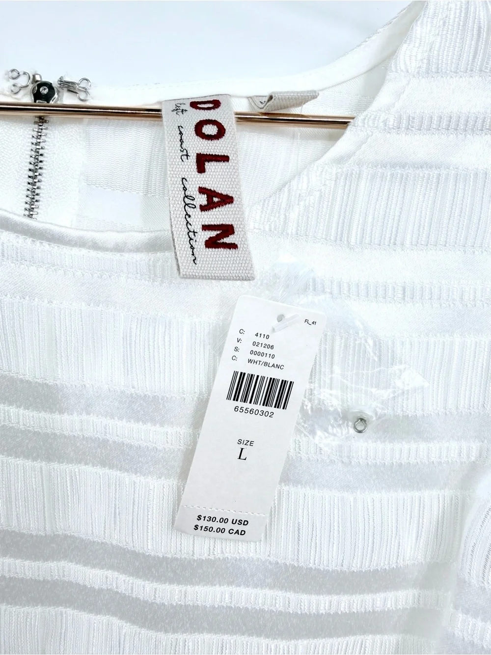 DOLAN Anthropologie White Textured Puff Sleeve Blouse Size L NWT